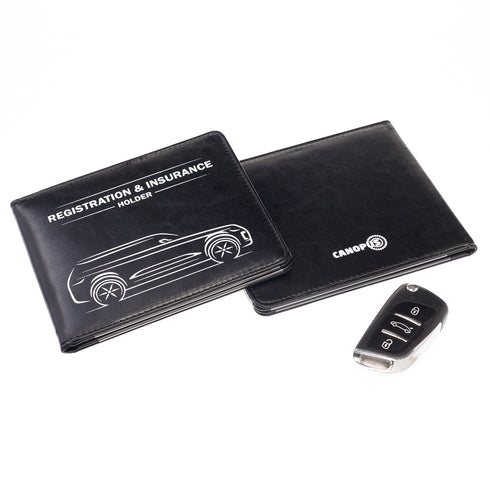 CANOPUS Car Registration and Insurance Holder with Magnetic Closure, Car Document Holder, Vehicle Glove Box Organizer, Wallet for Auto, Motorcycle, Truck, 1 Holder with 2 Sets of EZ Pass Strips